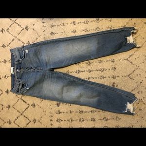 Ultra High Rise Button Up Distressed AF Jeans